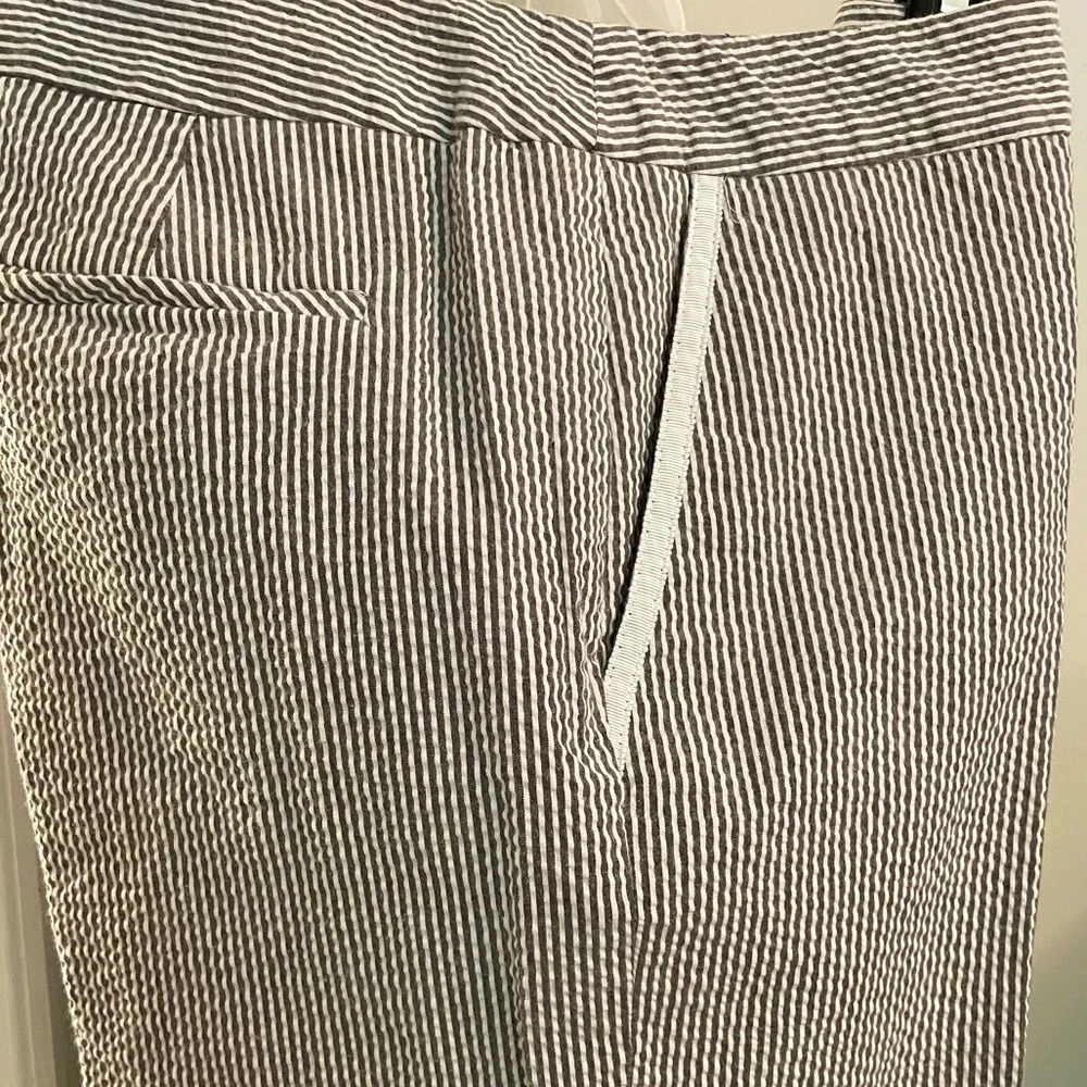 Liz Claiborne “Audra” ribbed pants 10R taupe & white w/2 white trimmed pockets